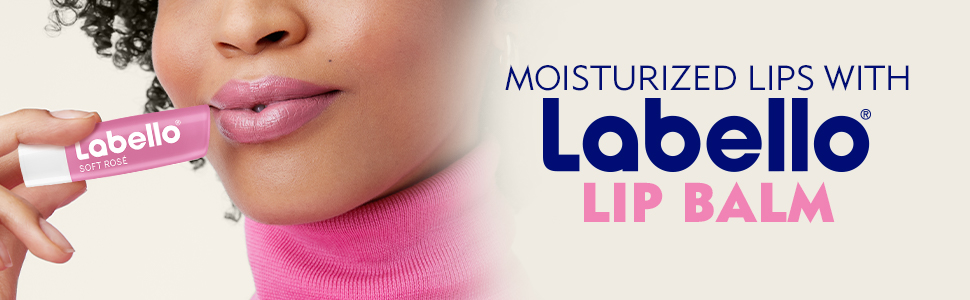 labello moisturizing lip balm rose, caring formula, lip care