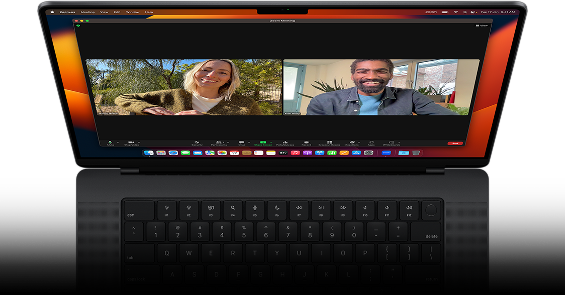 Showcasing FaceTime video call on the MacBook Pro.
