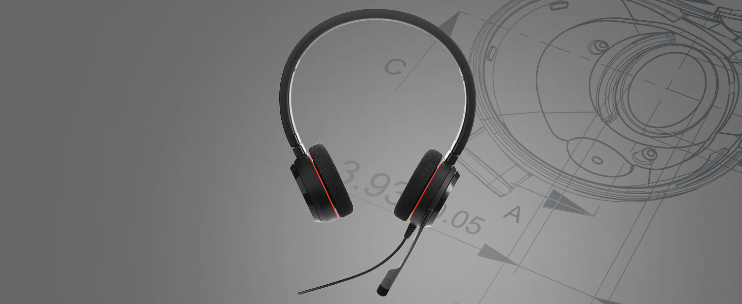 Jabra Evolve 20  UC Wired Headset - Professional Unified Communication, Black