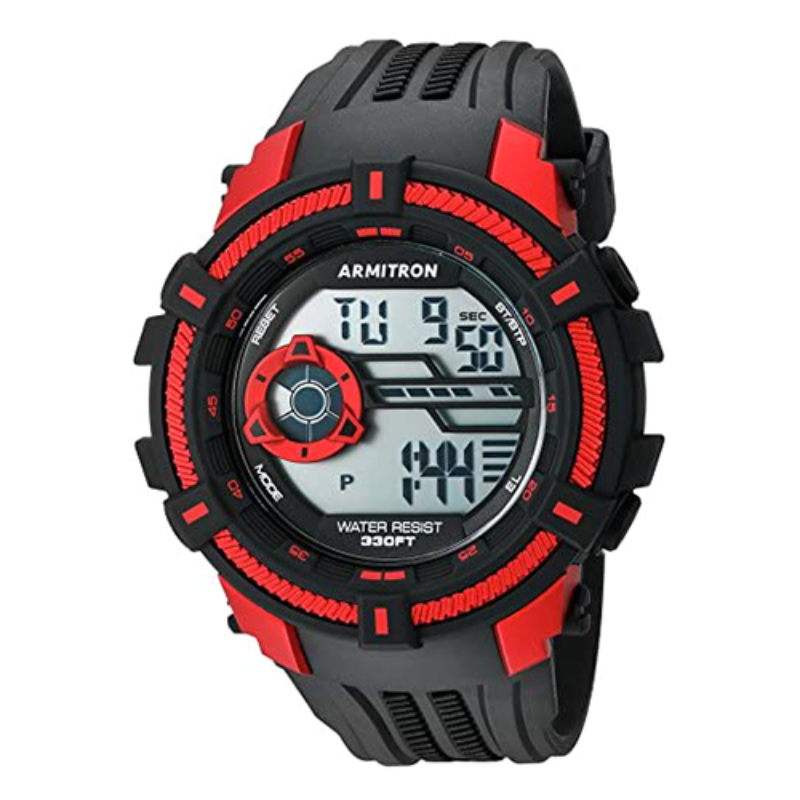 Armitron Quartz Plastic Round Digital Chronograph Watch For Men Gray ...