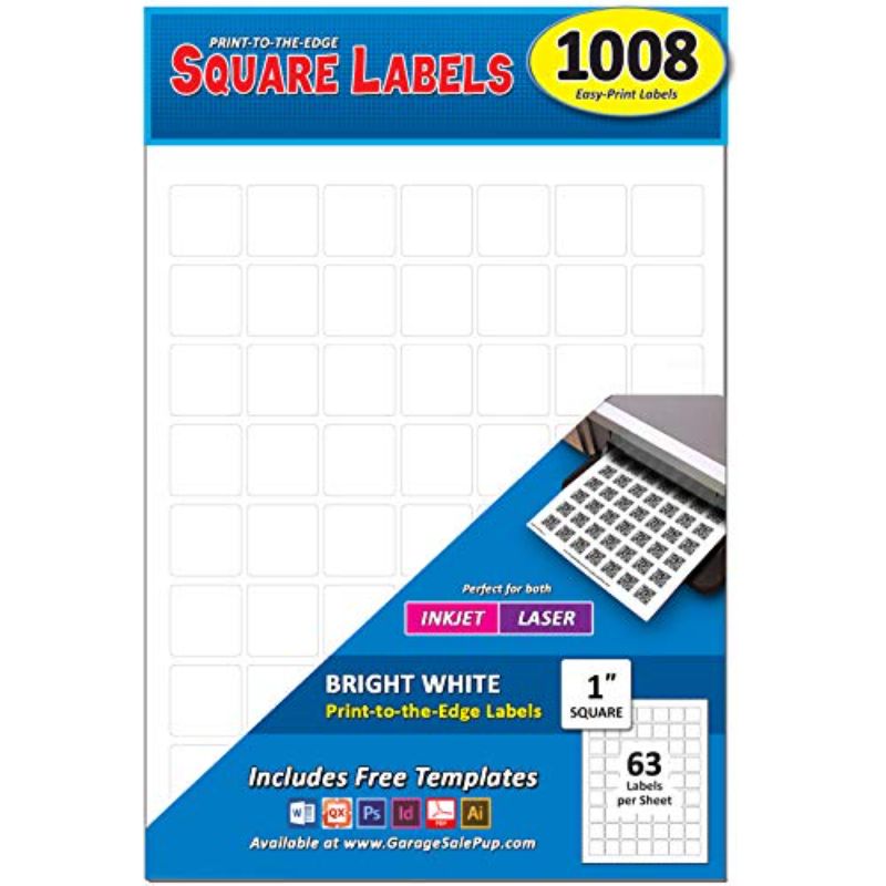 Garage Sale Pup 1 Inch Square White Labels Pack Of 1008 Wholesale