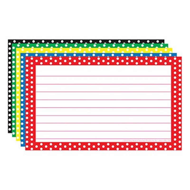 Top Notch Teacher Products Border Index Cards 3x5 Polka Dot 3667 for sale online 