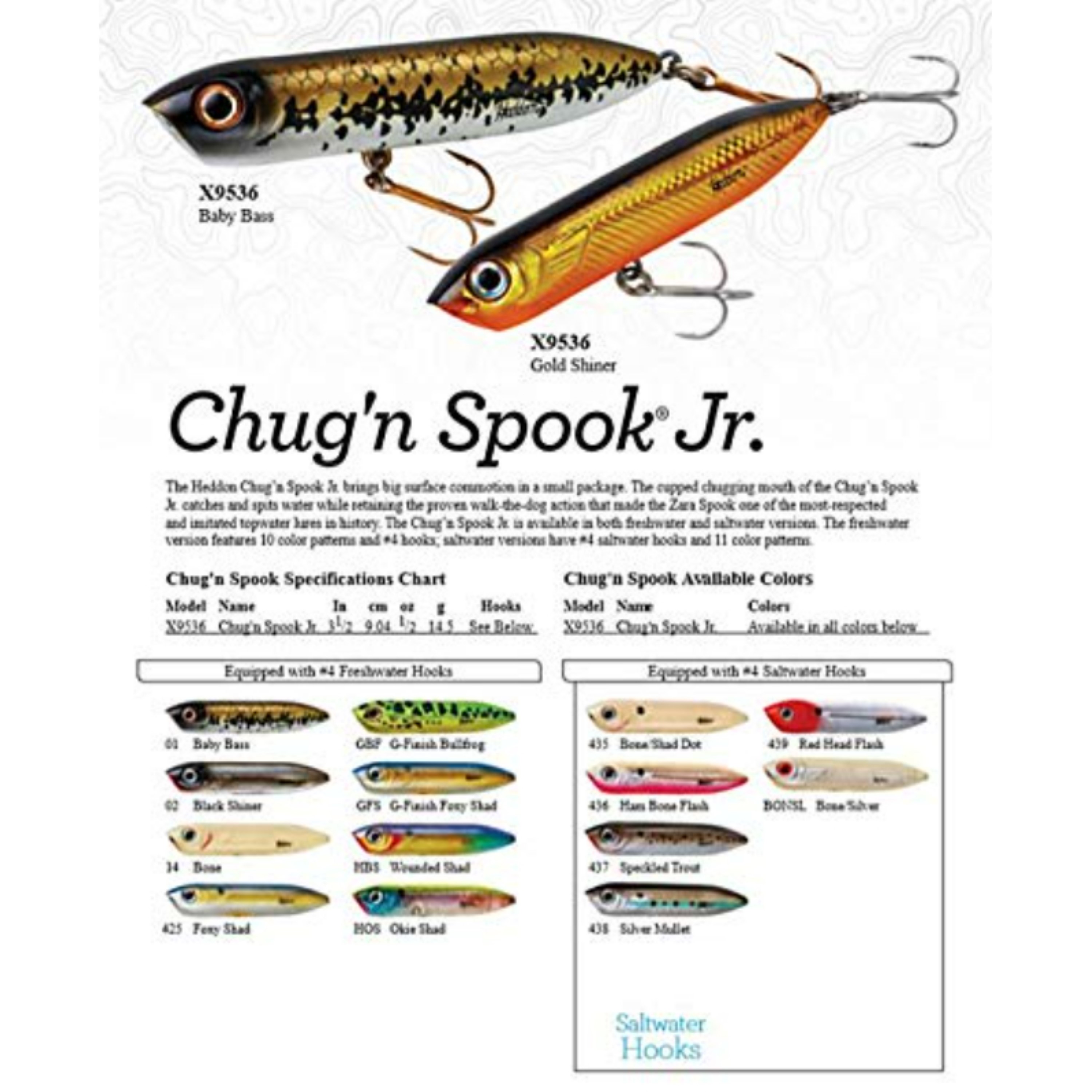 Heddon Chug'n Spook Junior Fishing Lure, G-finish Bullfrog, 1/2 Oz, Wholesale Prices