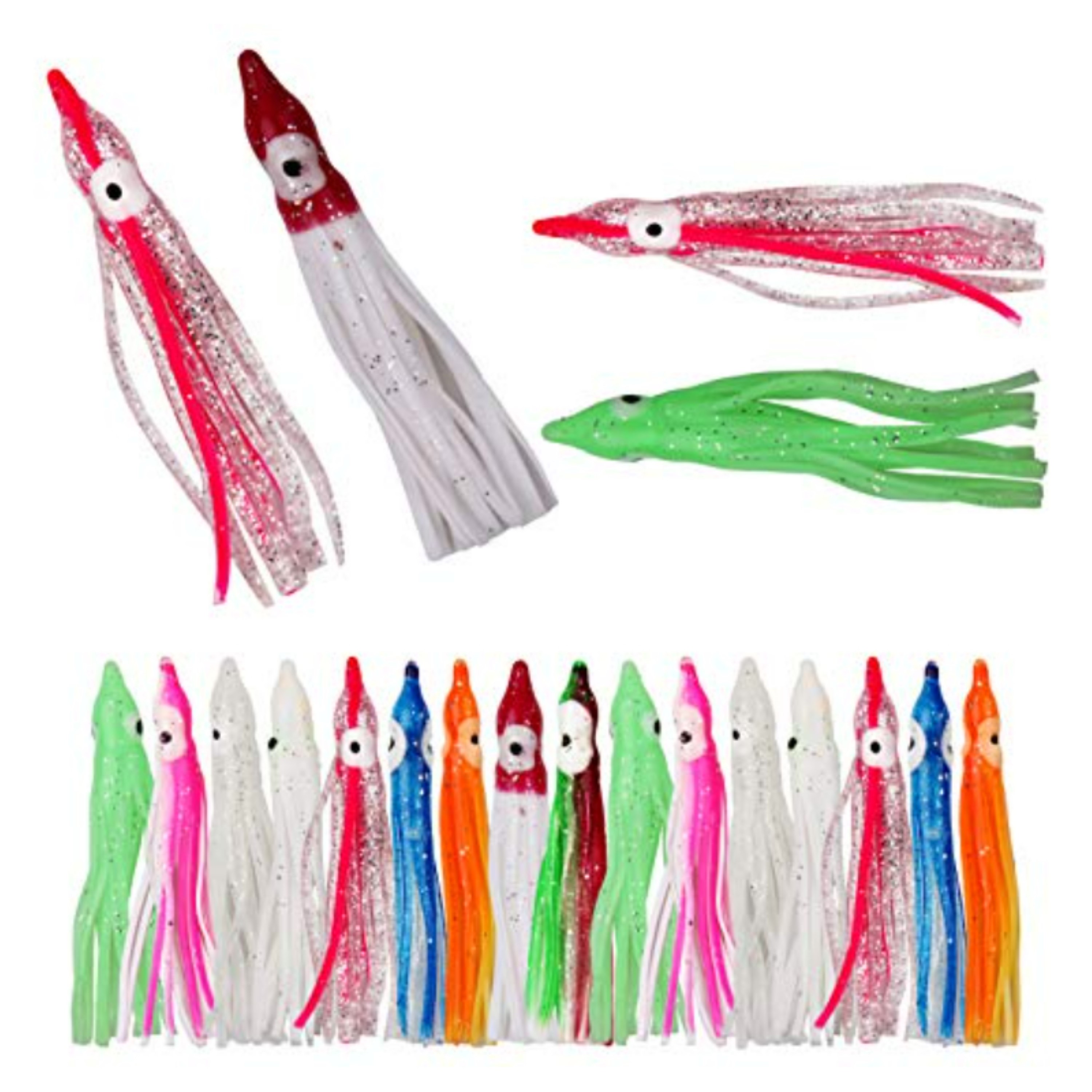 Jshanmei Fishing Lures Octopus Squid Skirt Bait Trolling Soft Lure Set  3.5inch - 100-piece, Wholesale Prices