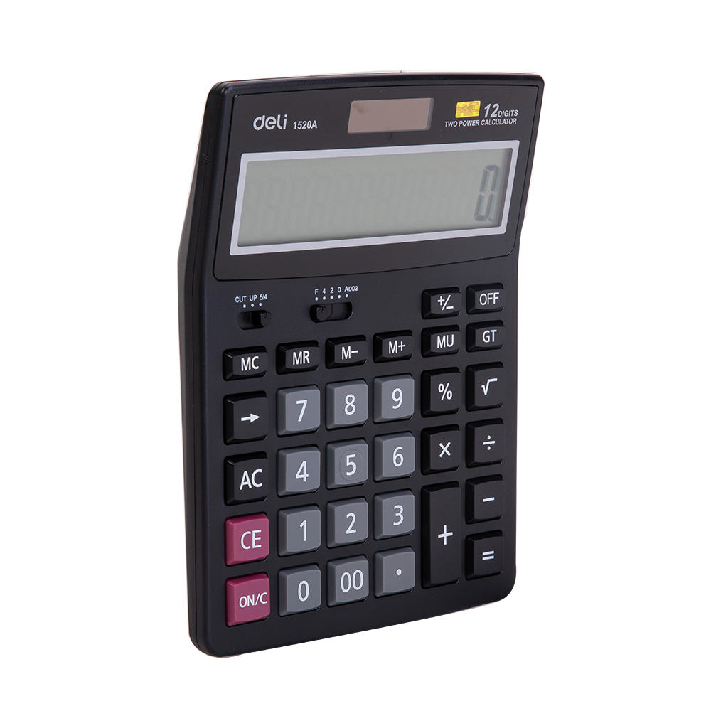 DELI-E1520A-12DIGIT CALCULATOR, DUALPOWER (BLACK) | Wholesale | Tradeling