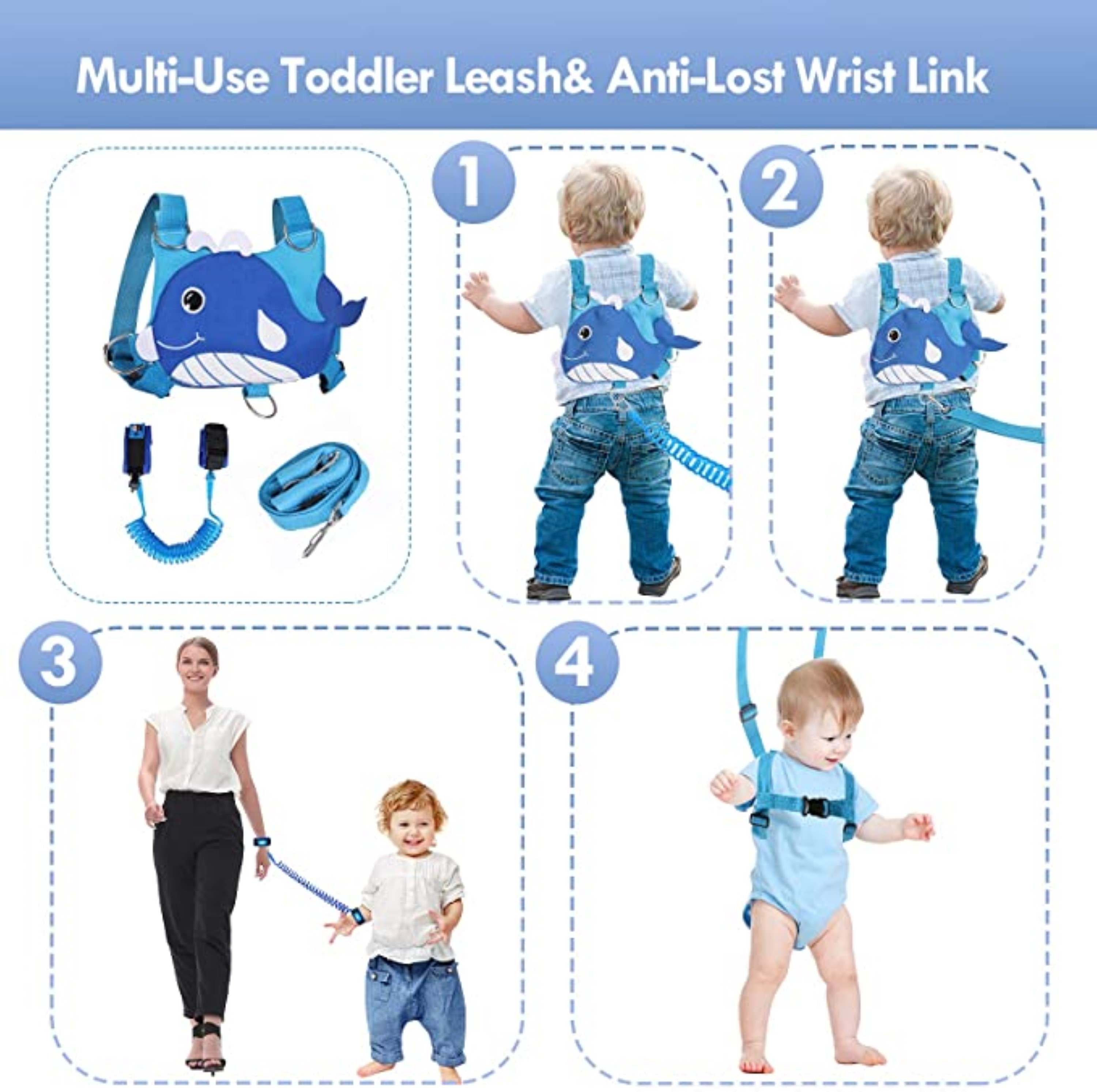 Lehoo Castle Toddler Leash for Walking, Baby Leashes for Toddlers 4-in-1,  Kid Leashes for Girls, Child Safety Leash Anti Lost Wrist Link (Minnie)
