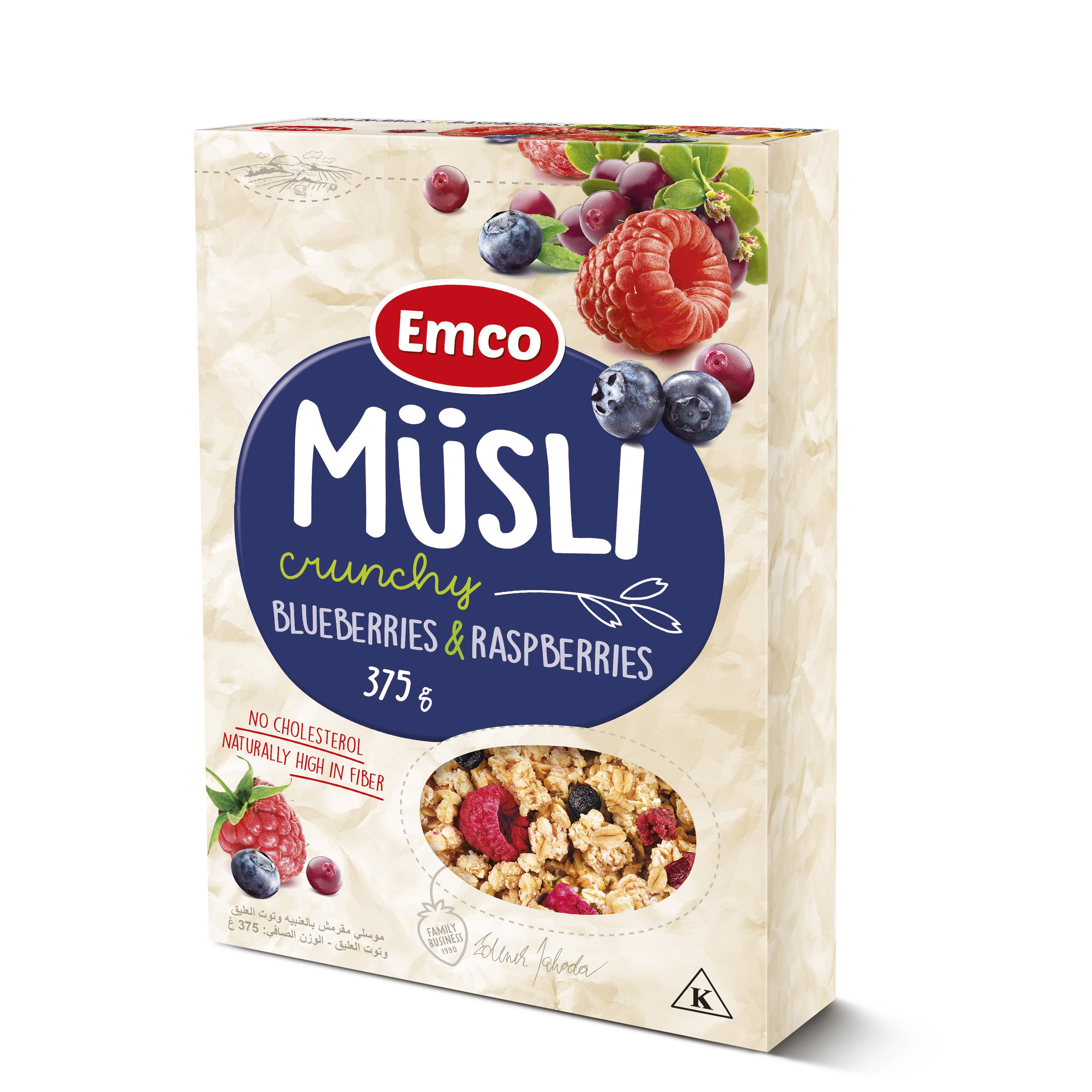 Emco Crunchy Musli With Blueberries And Raspberries 375 gr Wholesale