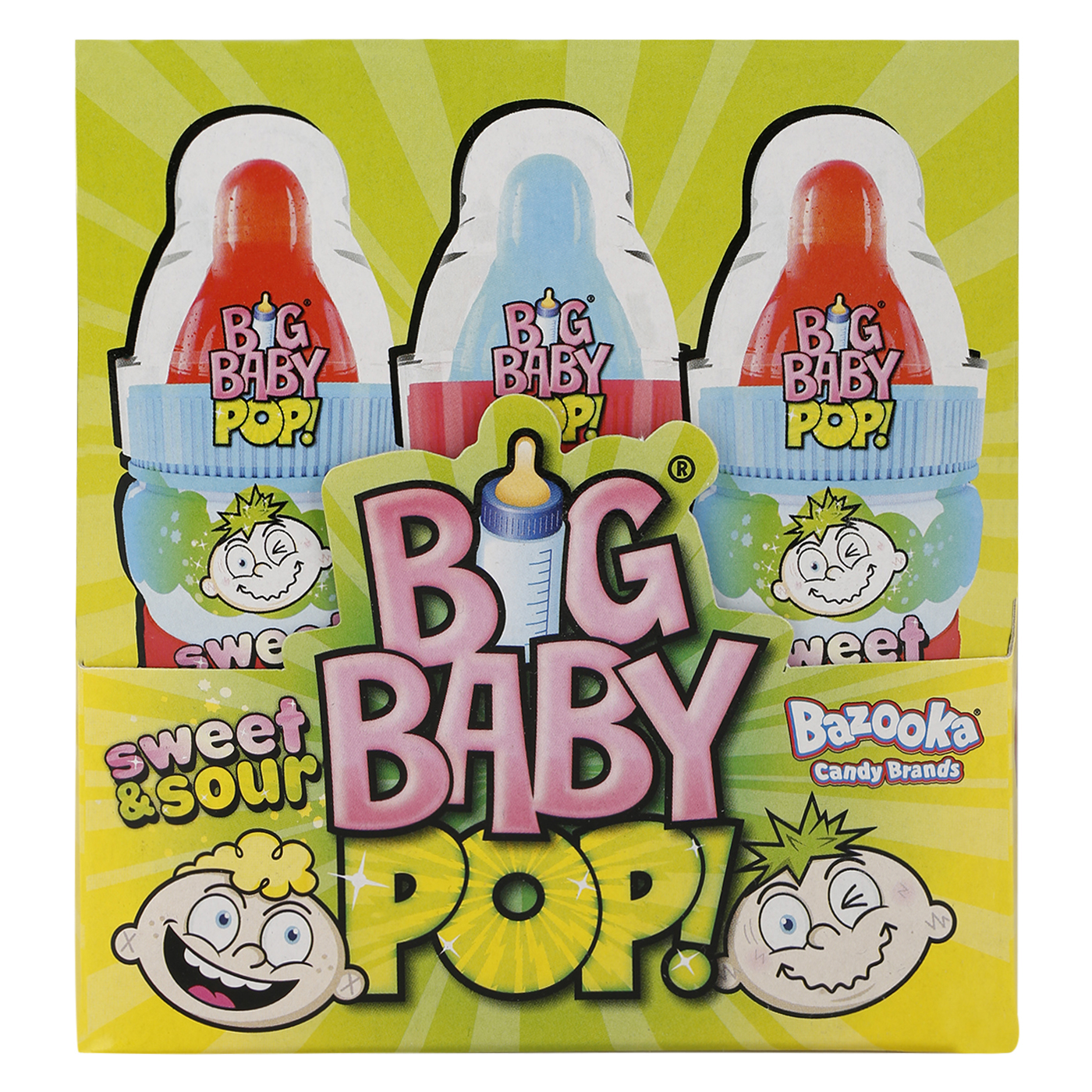 Bazooka Big Baby Sweet Sour Pop Hard Candy 36 Gr Pack Of 12 Wholesale Tradeling