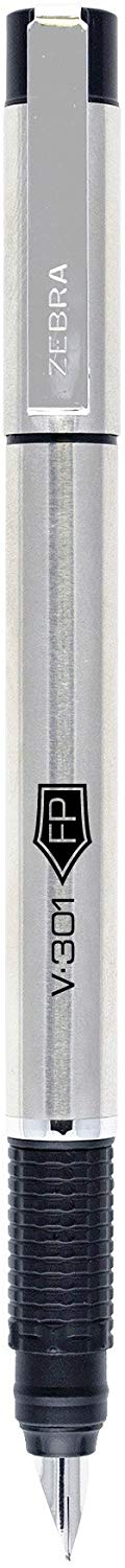 Zebra V 301 Stainless Steel Fountain Pen With Refill Black 1 Pack Wholesale Tradeling