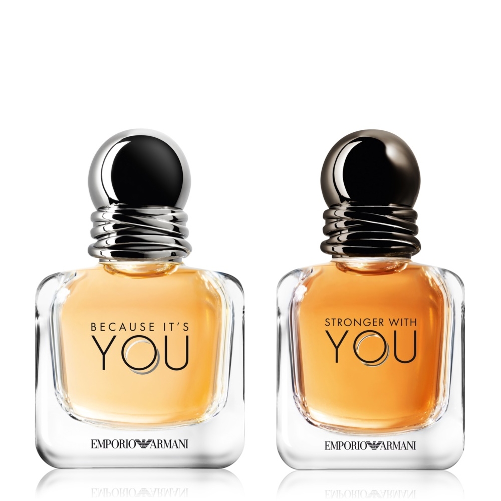 Giorgio Armani Because It'S You Eau De Parfum 7 Ml , Stronger With You Eau  De Toilette 7 Ml Miniature Gift Set