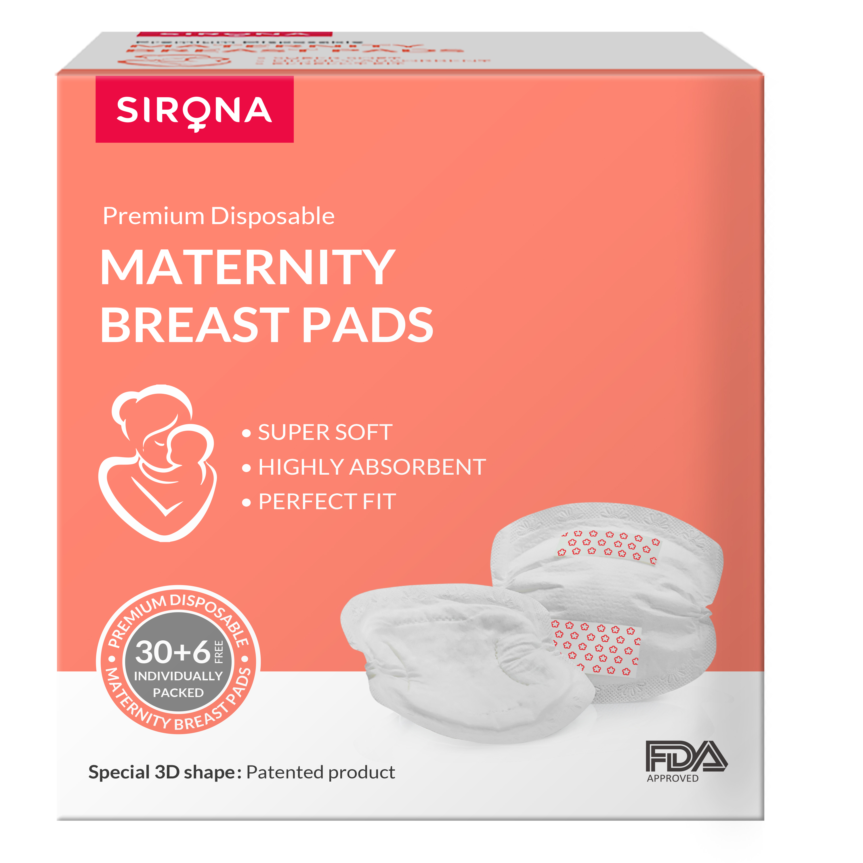 Sirona Disposable Maternity Breast Pads for Women - 36 Pads