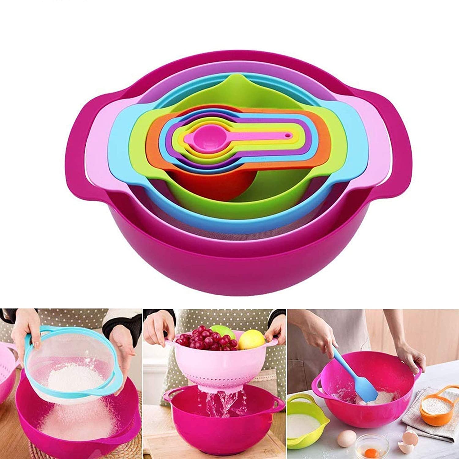 Generic Mixing Bowl With Measuring Cups And Spoons Set Multicolour 10 ...