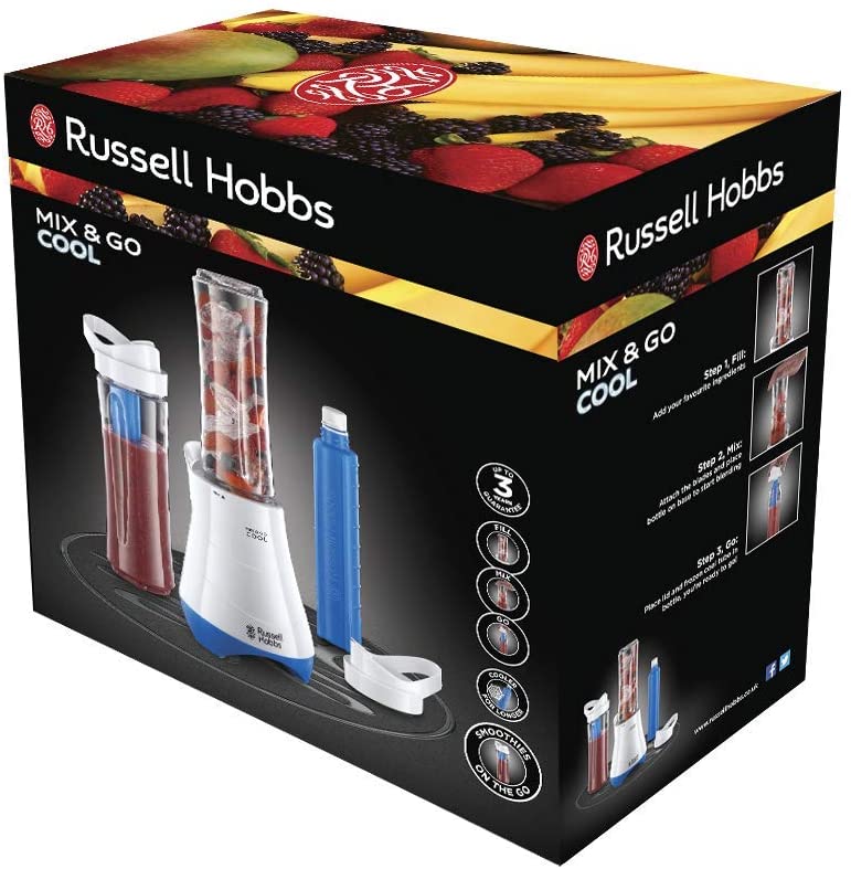 Buy Russell Hobbs Blender, 300 W, Smoothie Maker, Go Cool Tube, 21351, White and Blue Color, Online at Best Price in Dubai, AbuDhabi, United Arab  Emirates