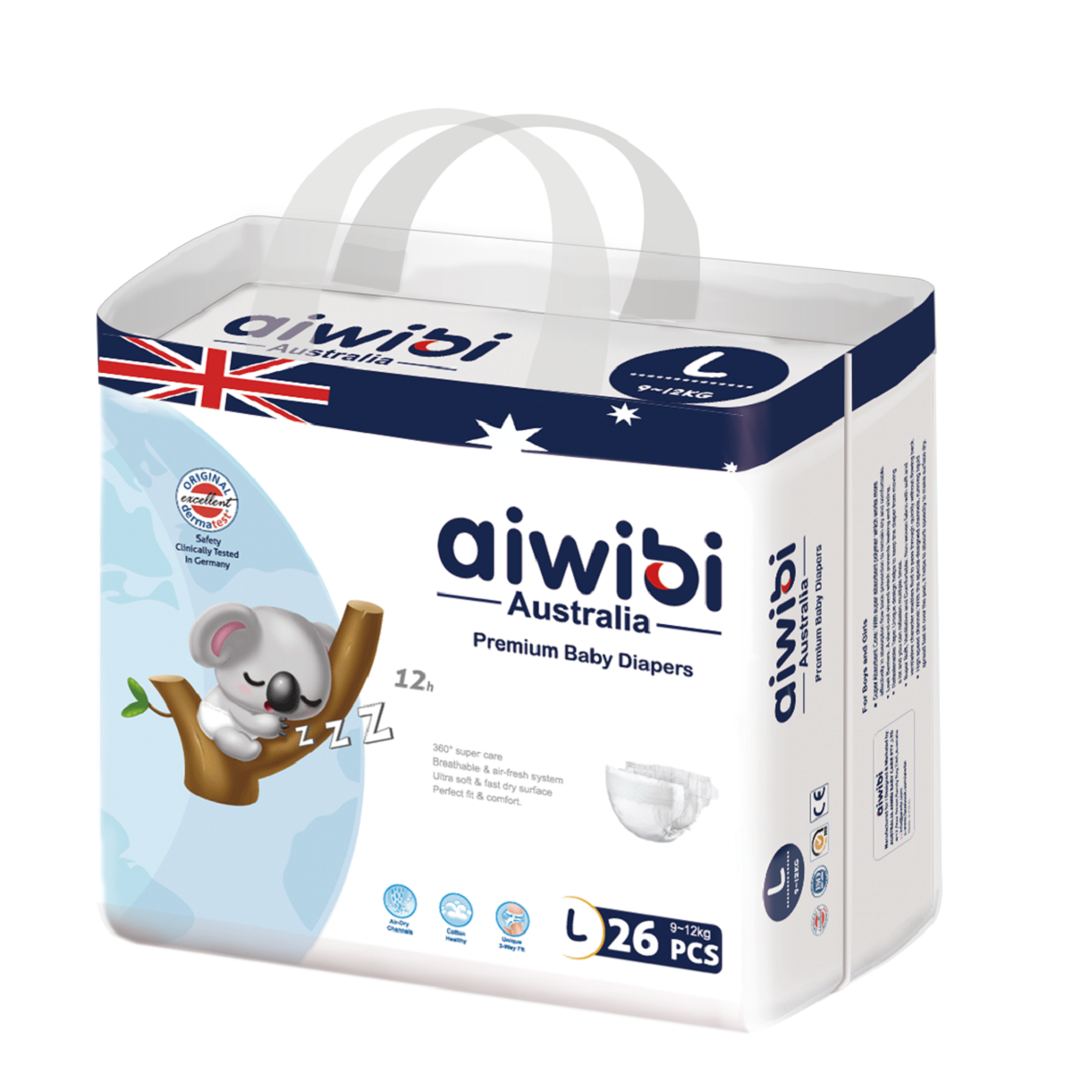 Aiwibi Premium Baby Diaper Size XL 1215 kg 24 pieces Wholesale