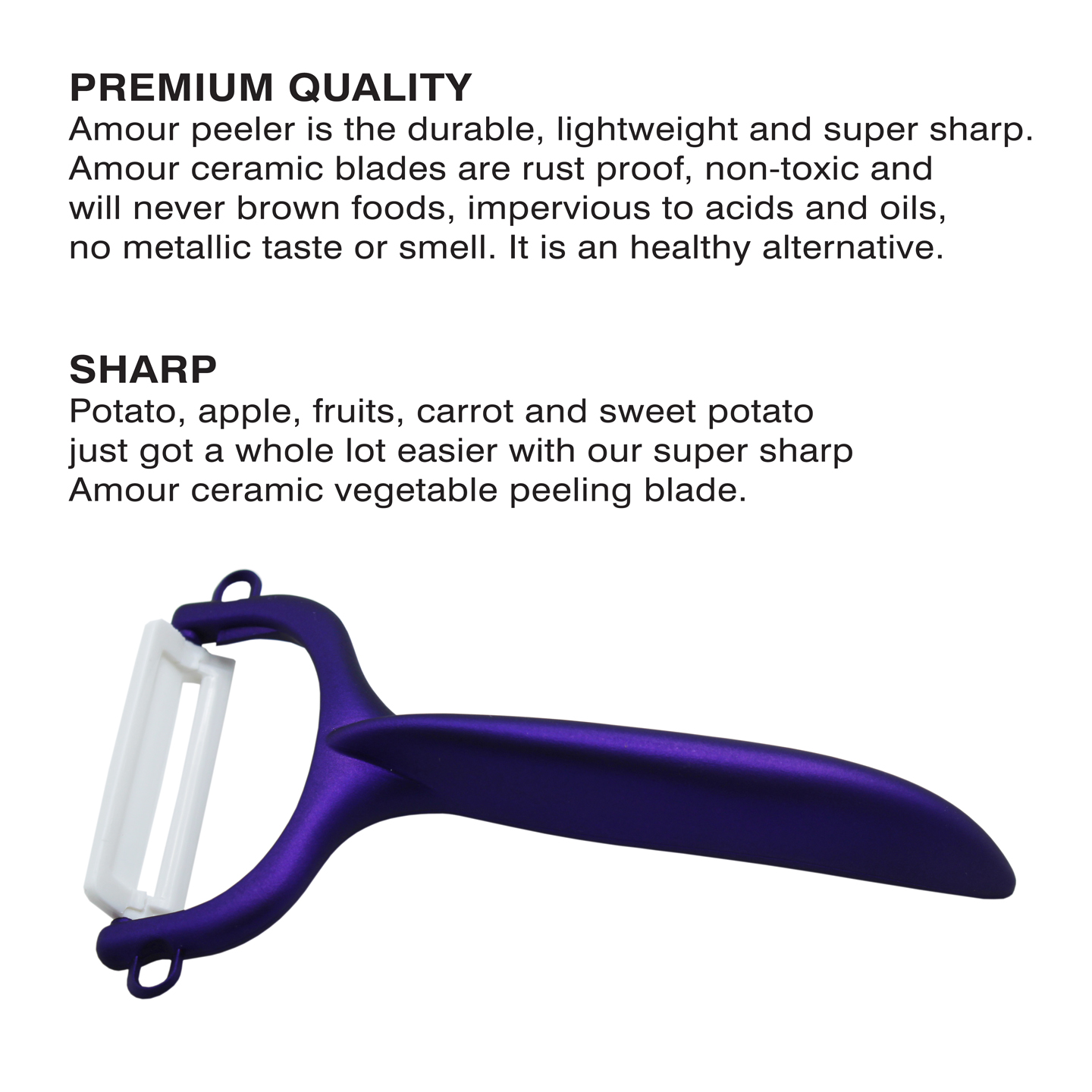 Amour 6 Piece Ceramic Knife Set , Super Sharp & Does Not Rust ( Purple )