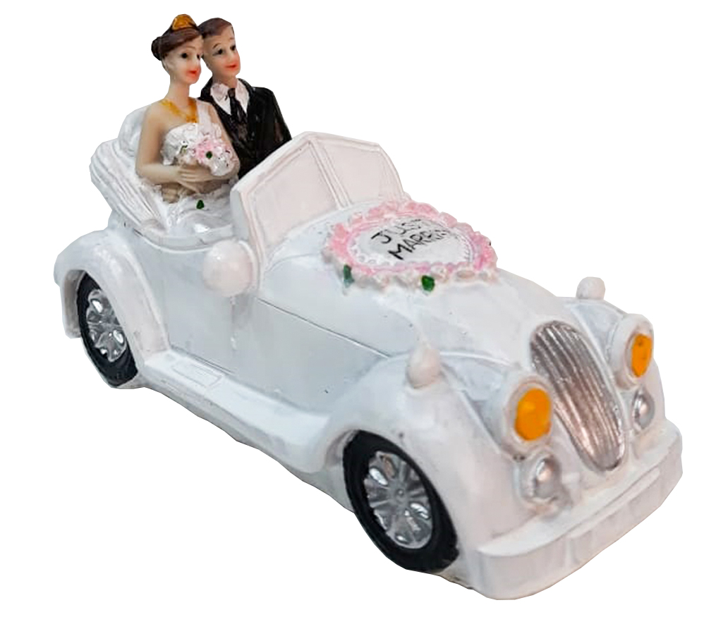 Bride and Groom in Car Custom Wedding Cake Topper