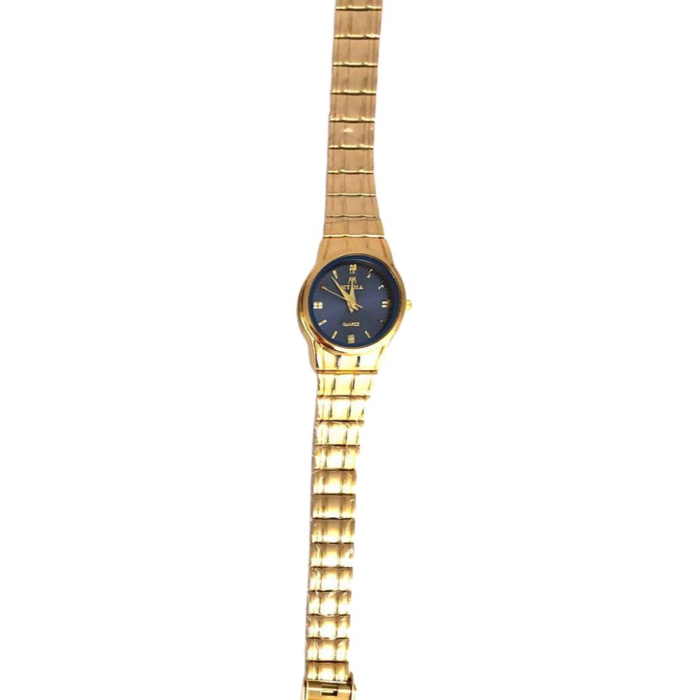 Hybella Fatima Gold Straps With Blue Dial Myima Watch Woman