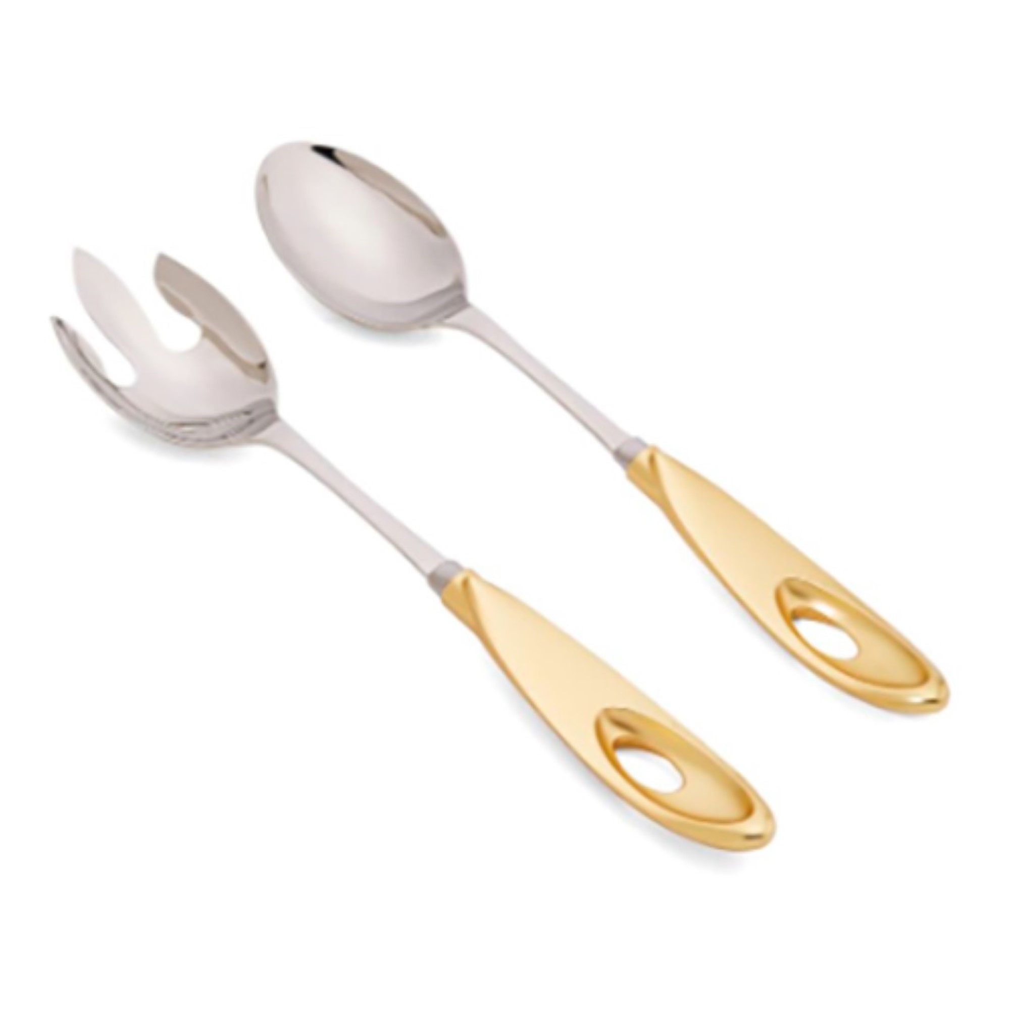 International Silver 5141767 New Castle Gold Accent Salad Serving Spoon