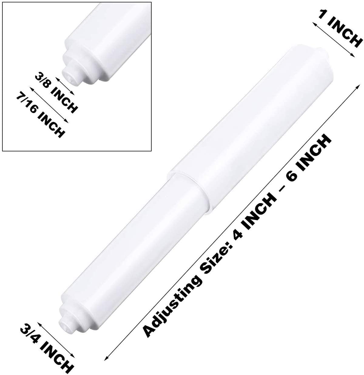 2pcs White Plastic Replacement Toilet Paper Roll Holder Roller Stretch Spindle 