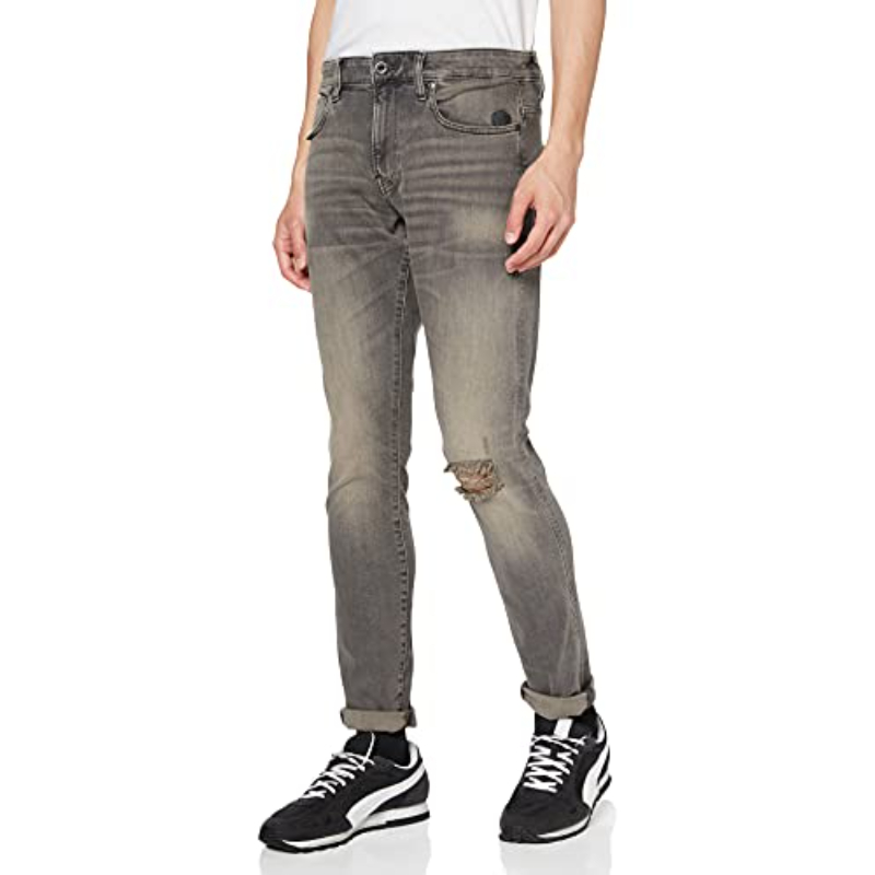 SZ Medium Aged Ripped A634-4865 Grey G-Star Raw Men's 3301 Straight ...