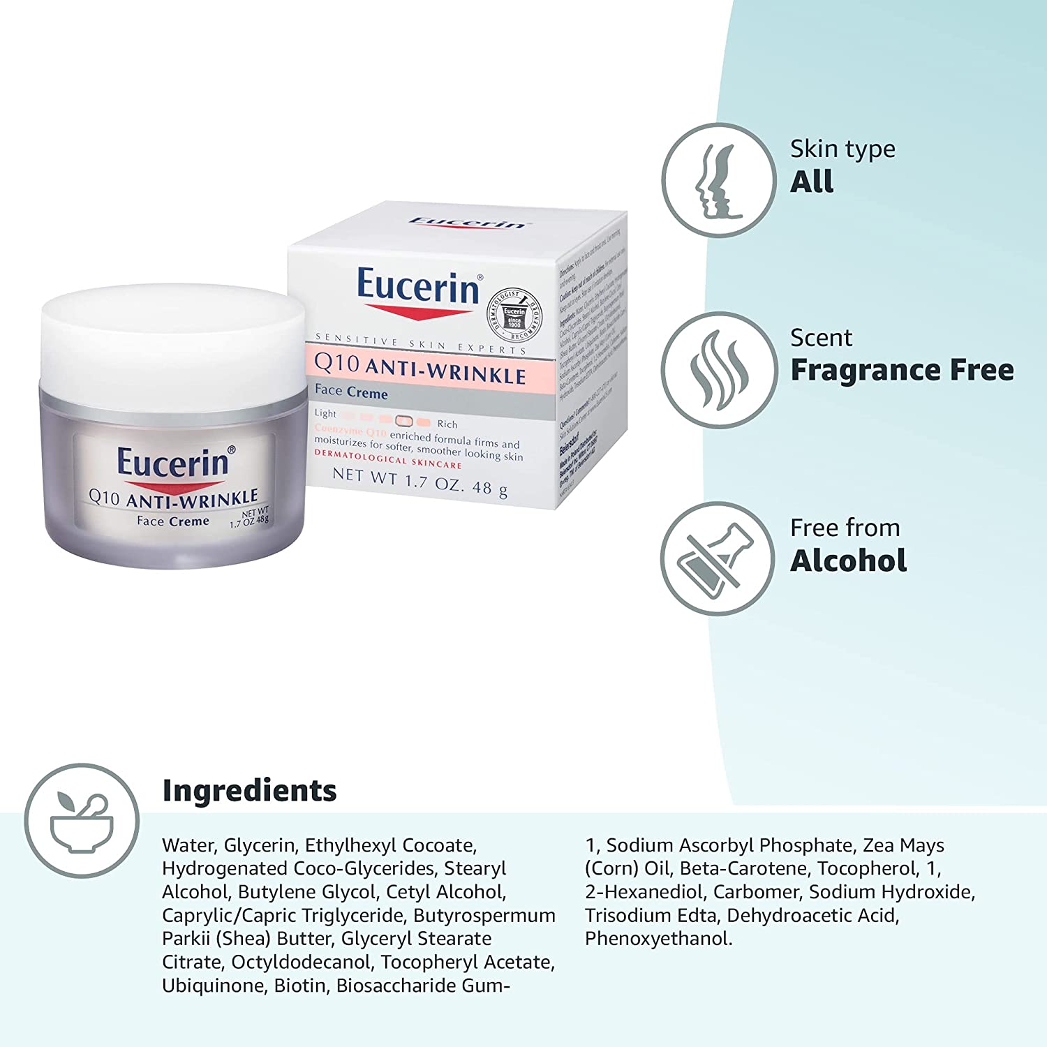 Råd lava termometer Eucerin Q10 Anti-Wrinkle Face Cream, Unscented Face Cream for Sensitive  Skin, 1.7 Oz Jar | Wholesale | Tradeling