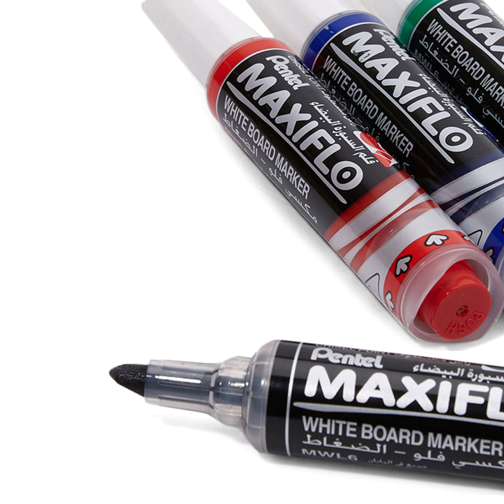 Pentel Maxiflo Whiteboard Marker Set , Model: PE-MWL6-04