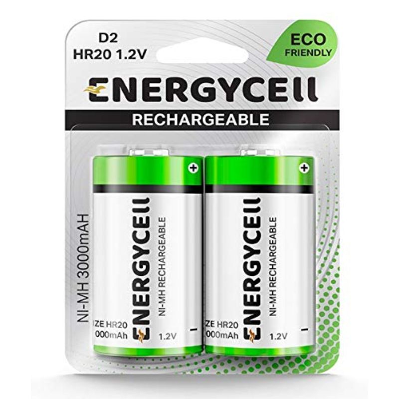 Energycell HR20 D Size 5000Mah 1.2V Rechargeable Battery Pack of 2 ...