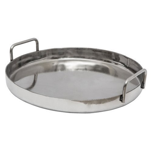 KAS Jalebi Kadai with Handle Jalebi Tawa/Tava Stainless Steel 3 mm  Thickness , Size - 36 Inch , Colour - Lightgray