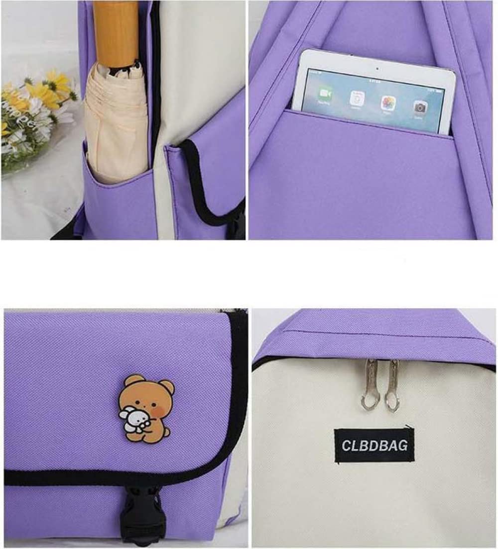 Goodern 4 Pcs Bts V Backpack School Book Bag Set Purple, Wholesale