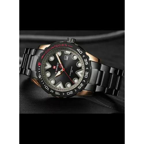 Naviforce Clasp Closure Quartz Stainless Steel Strap Round Analog