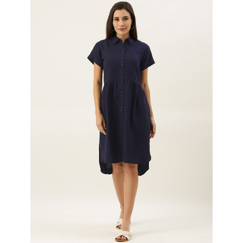 Meraki Women's Short Sleeve Shirt Dress, Navy - M | Wholesale | Tradeling