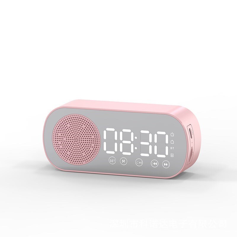 New Digital Compatible Bluetooth  Wireless Speaker Mirror Multifunction  Alarm Clock  Bluetooth Fm Radio Music Alarm, Pink | Wholesale | Tradeling