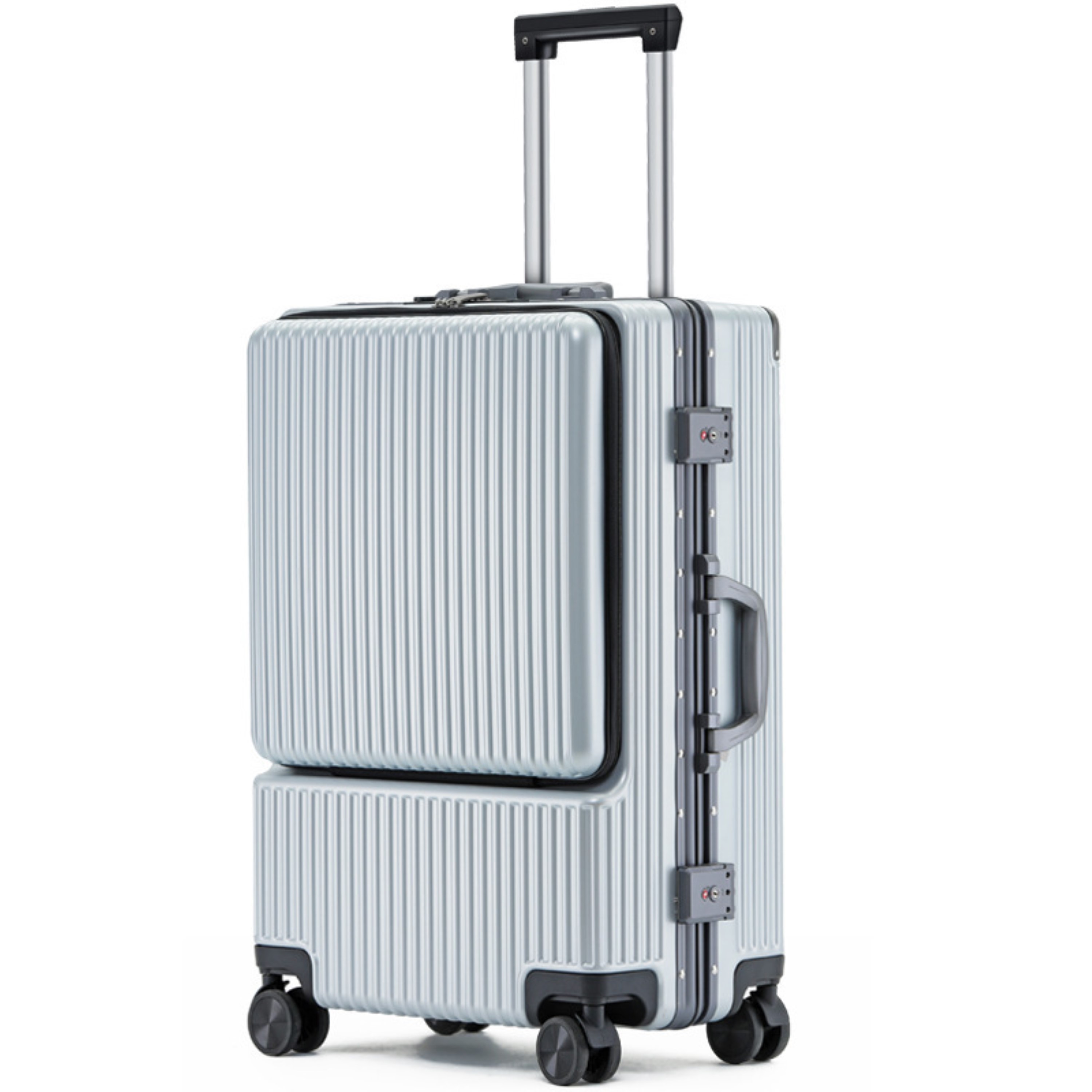 Ling Yang White Aluminum Frame 24Inch Luggage Front Opening Boarding ...