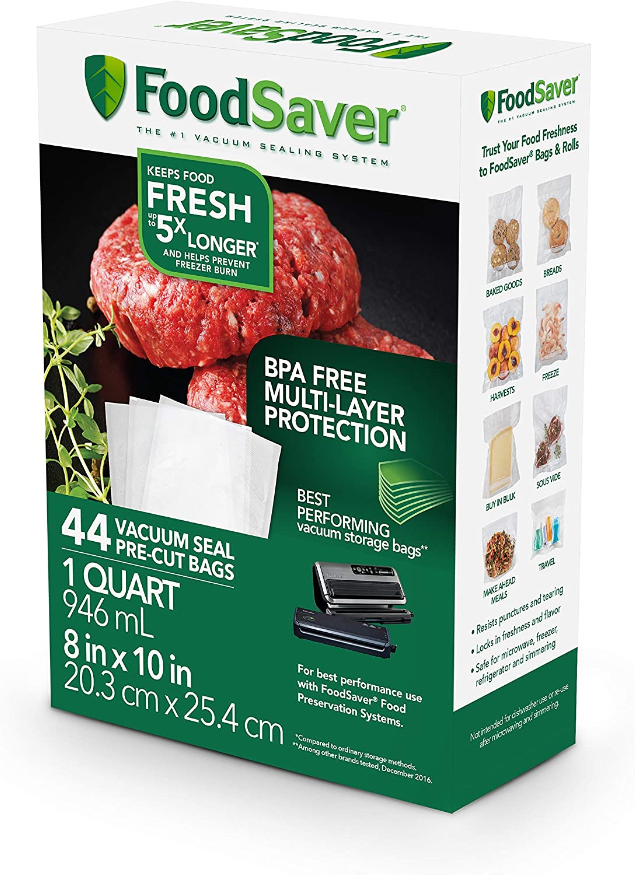 FoodSaver Easy Fill 1-Quart Vacuum Sealer Bags | Commercial Grade and  Reusable | 16 Count, Clear