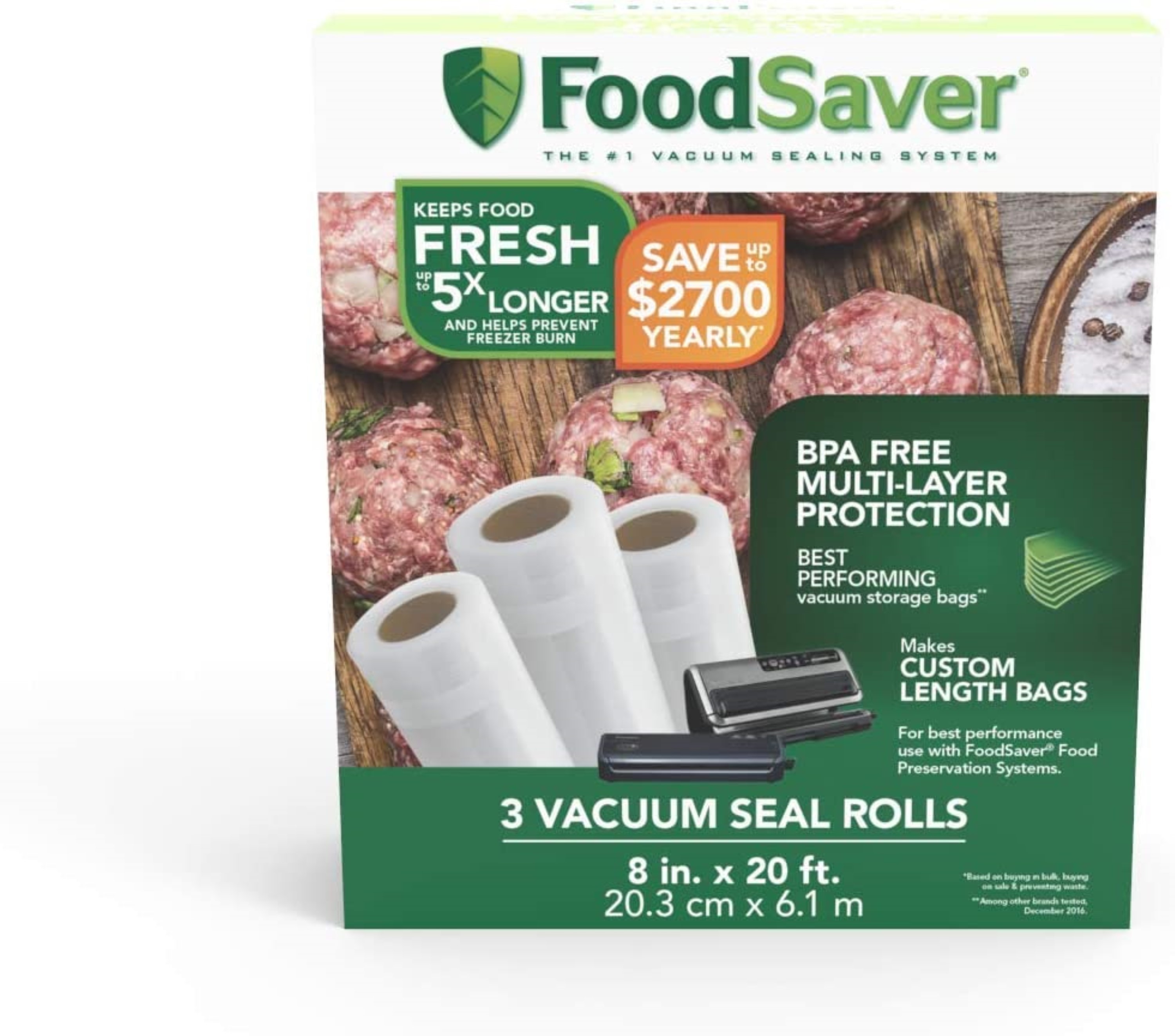 Foodsaver Vacuum Sealer Bags, Rolls For Custom Fit Airtight Food ...