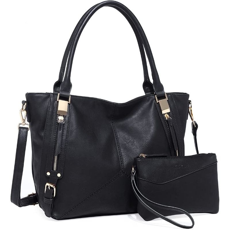 Keyli Women Handbags Faux Leather Hobo Shoulder Bag Fashion Tote Satchel  Bags 2pcs Purse Set