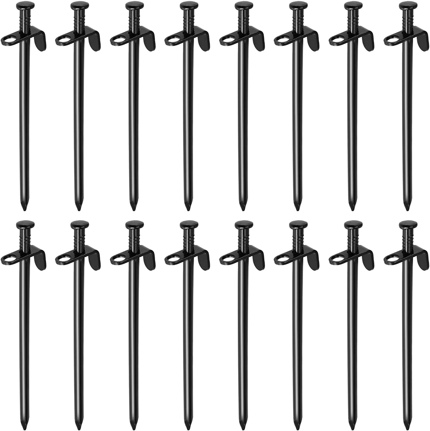 16 Pack 8 Inches Tent Stakes, Heavy Duty Steel Solid Tent Stakes Pegs ...