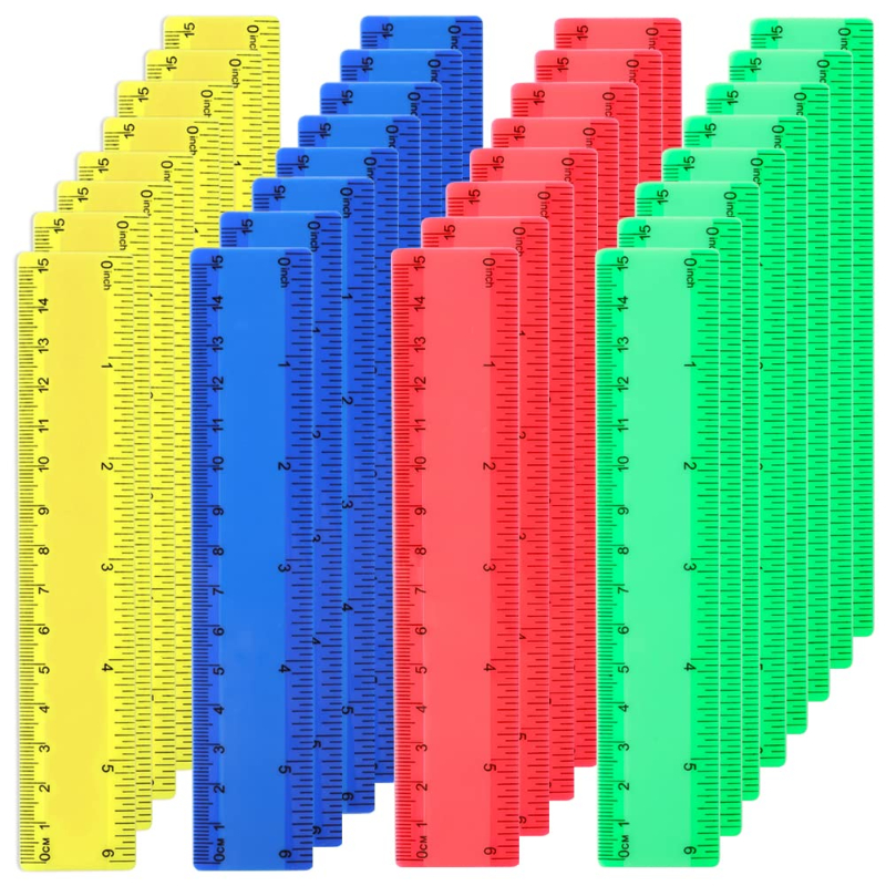 32 Packs 6 Inch Rulers Plastic Ruler Bulk With Inches And Centimeters