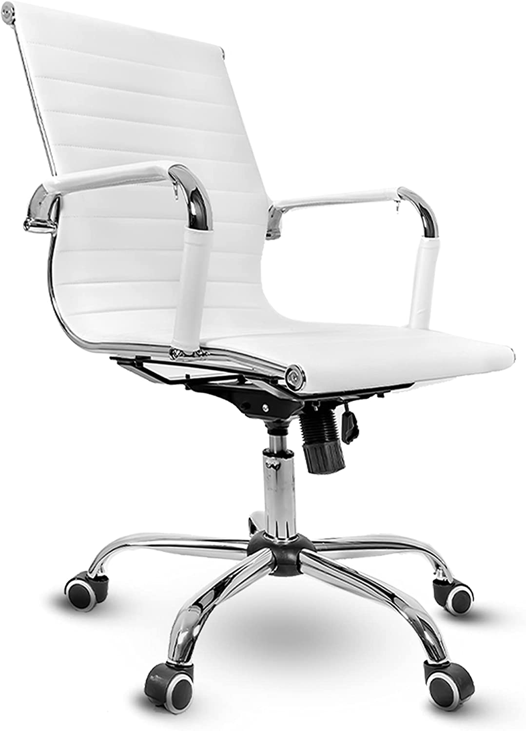 Us Office Elements Medium Back Ribbed Pu Leather Office Chair Executive Computer Desk Chairs