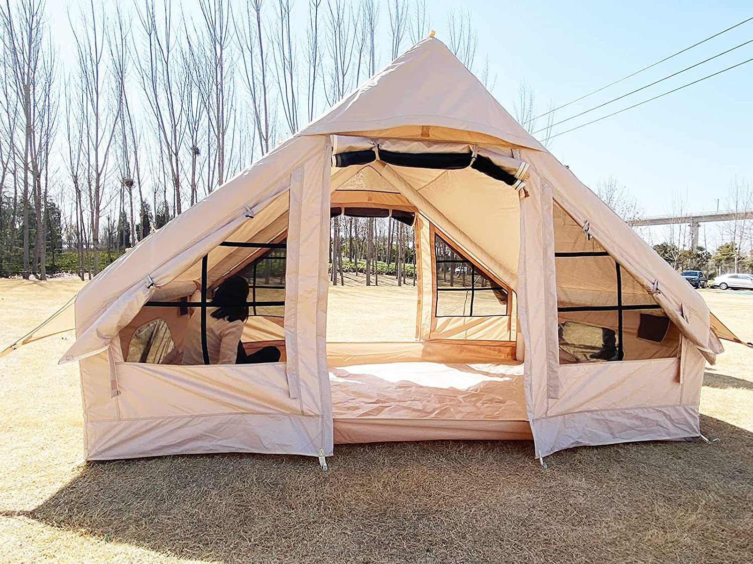 Inflatable Glamping Tent With Pump, 4-5 Person Inflatable House