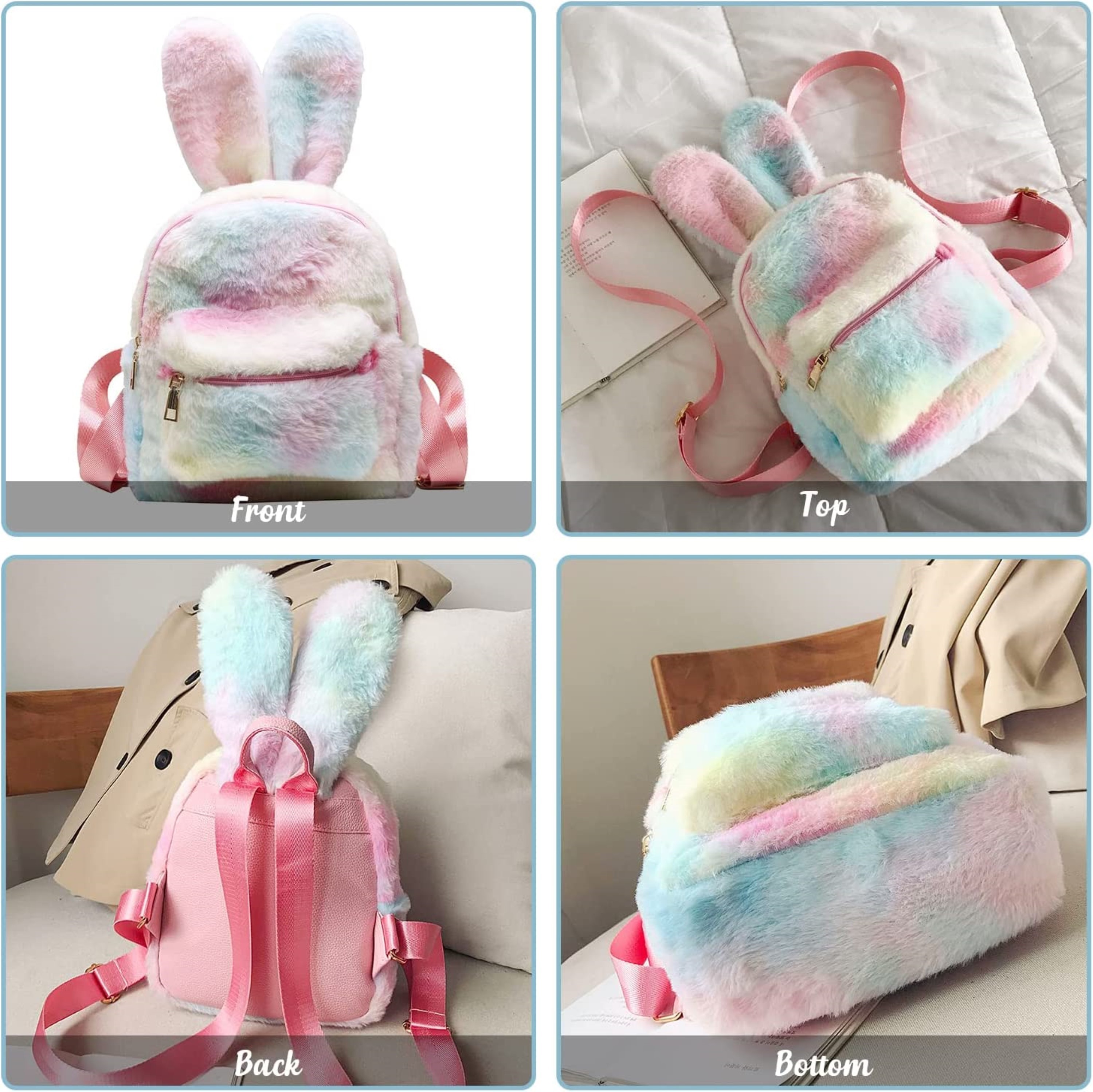 Girls Fluffy Bunny Backpacks Wholesale