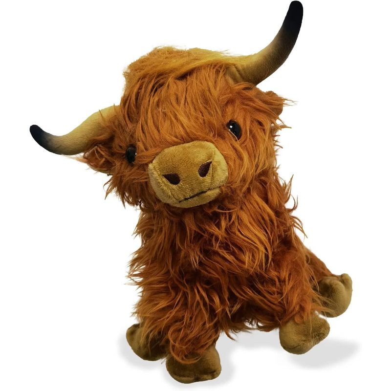 Highland Cow Stuffed Animal Realistic Fluffy Scottish Plush Cow Farm ...