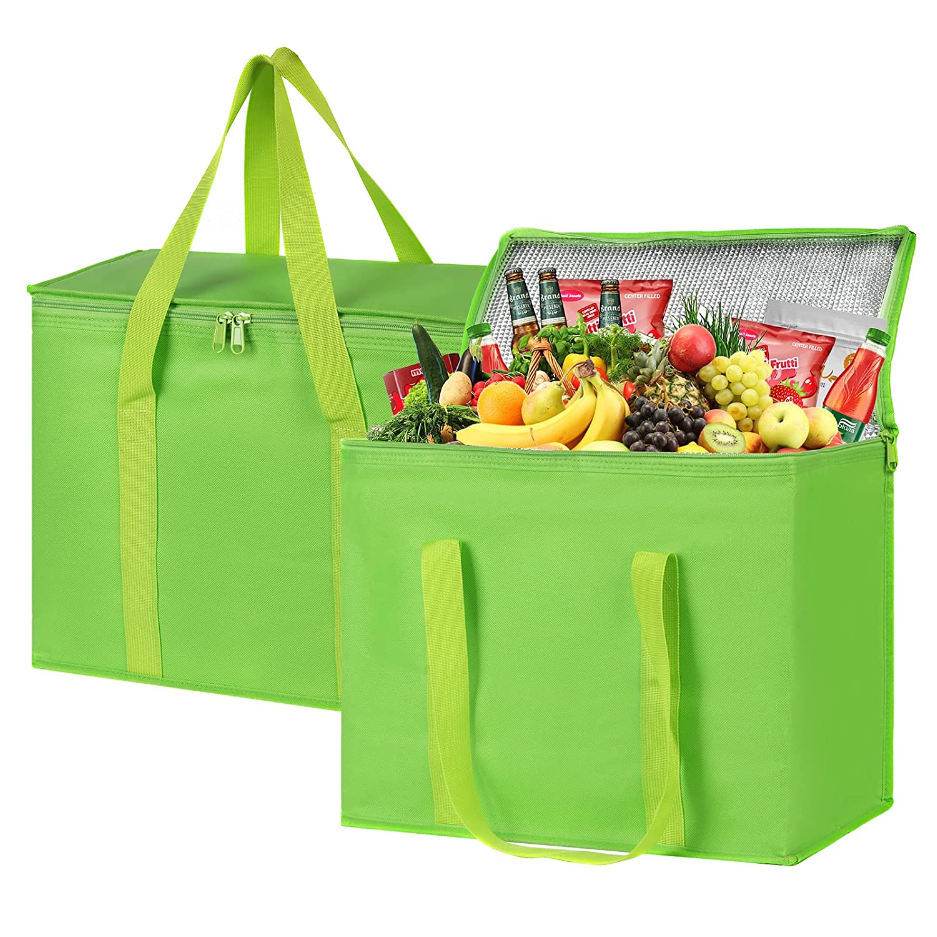 2 Pack Insulated Reusable Grocery Bag by Veno, Durable, Heavy Duty, Large size