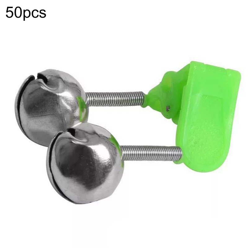50Pcs Fishing Bells Double Bells Alert Stainless Steel Portable Plastic  Clips Bell for Angling