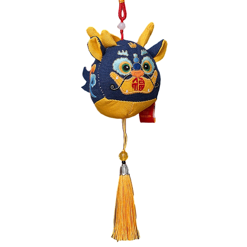 Cute Zodiac Dragon Plush Pendant with Tassel Folk Art Embroidery ...