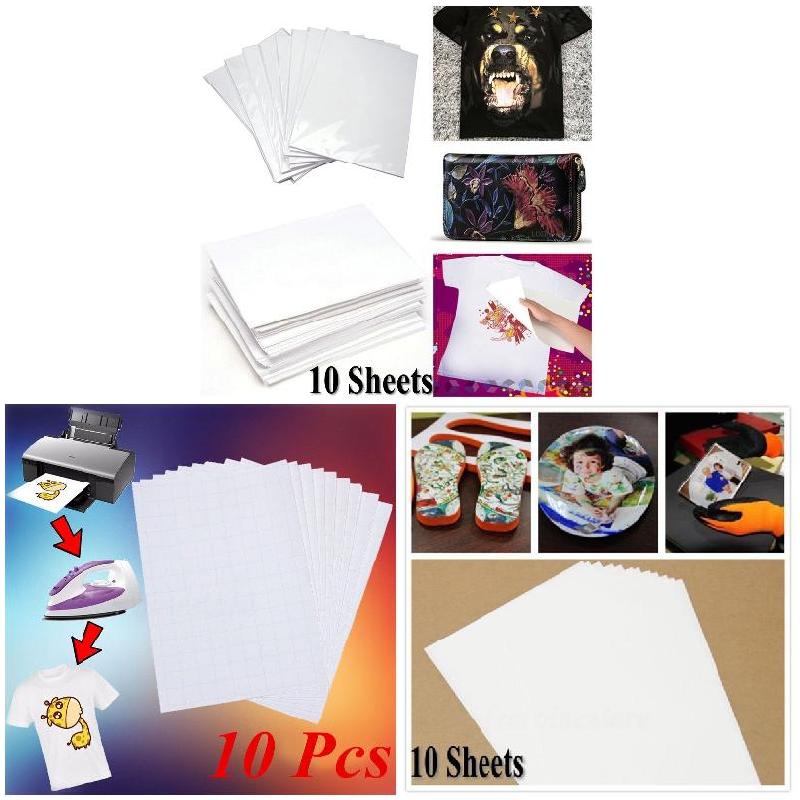 Generic 10Pcs A4 Iron On Inkjet Print Heat Press Transfer Paper