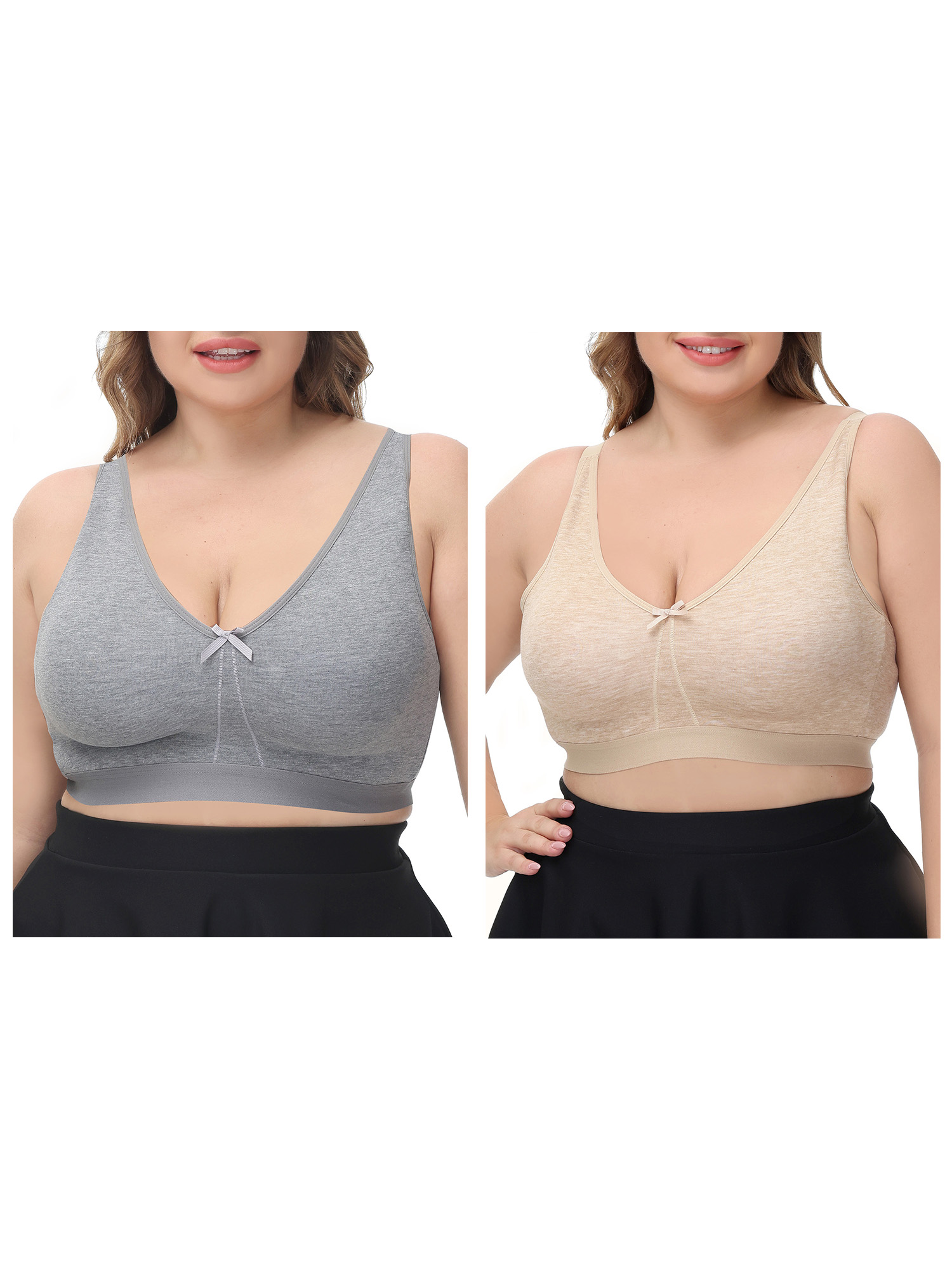 Women Plus Size Bra Soft No Underwire Thin Bras Grey, 38D, Wholesale  Prices