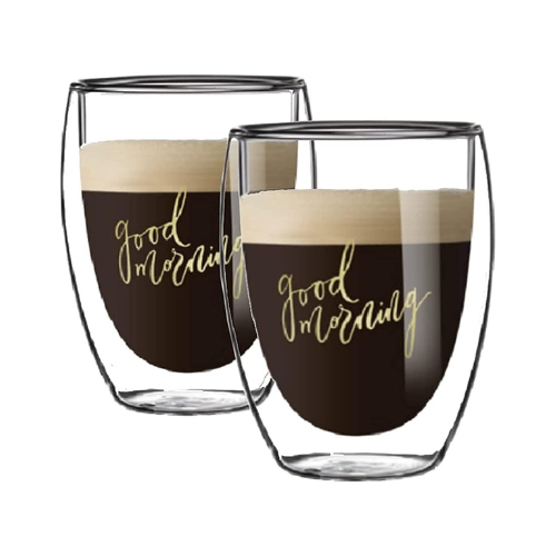 Buy Double Wall Irish Glass Coffee Mugs 300 ML, 1CHASE