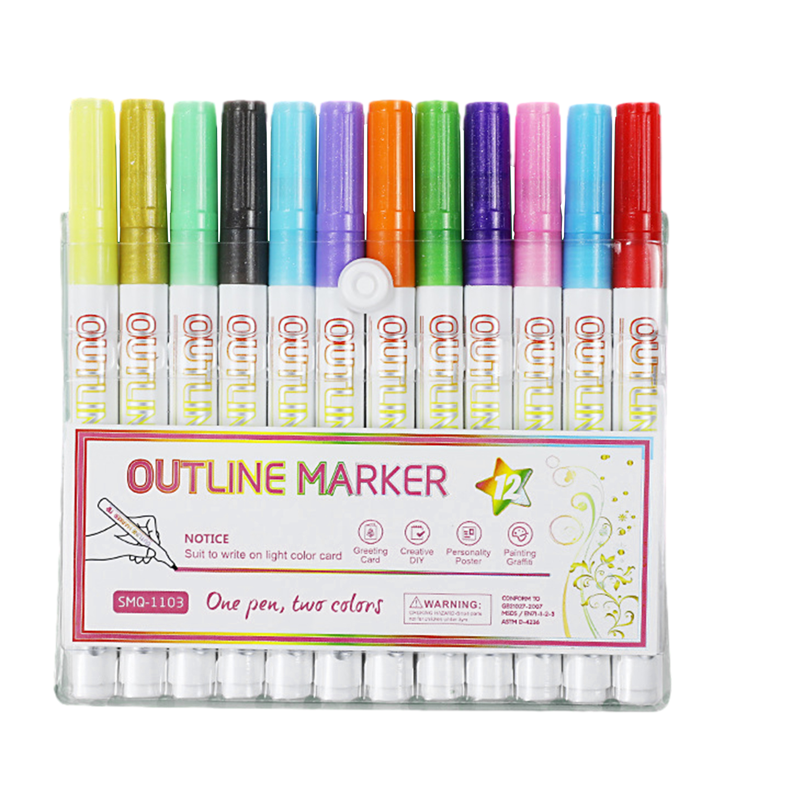 12pcs Diy Journaling Pens Set, Including Dual Line Outline Pens,  Highlighters, Colored Drawing Pens, Quick-drying Markers. Suitable For Boys  And Girls Who Love Drawing And Journaling.