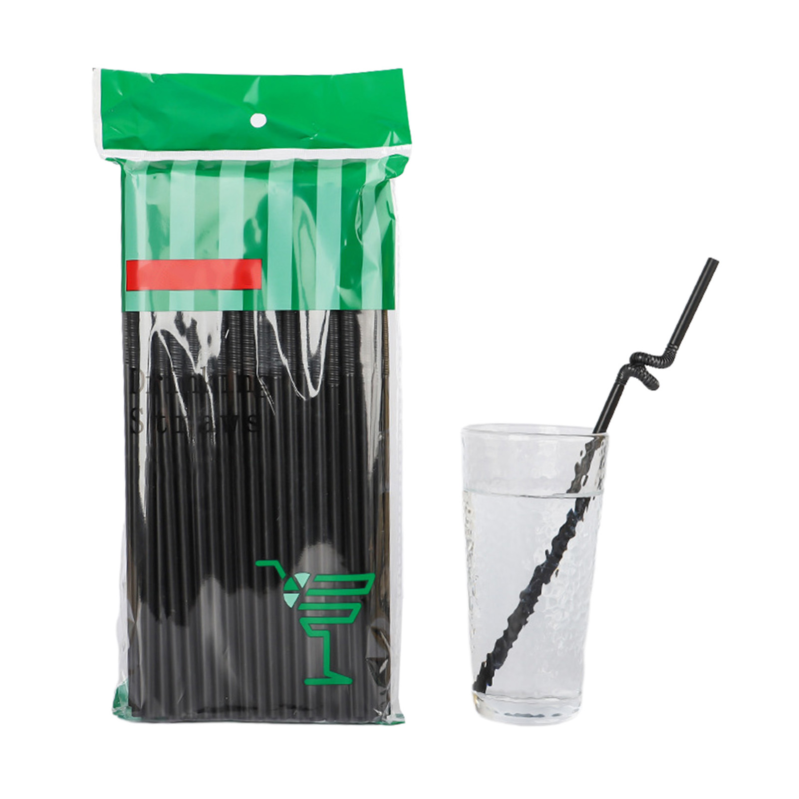 100Pcs Flexible Long Drinking White STRAWS Plastic Disposable